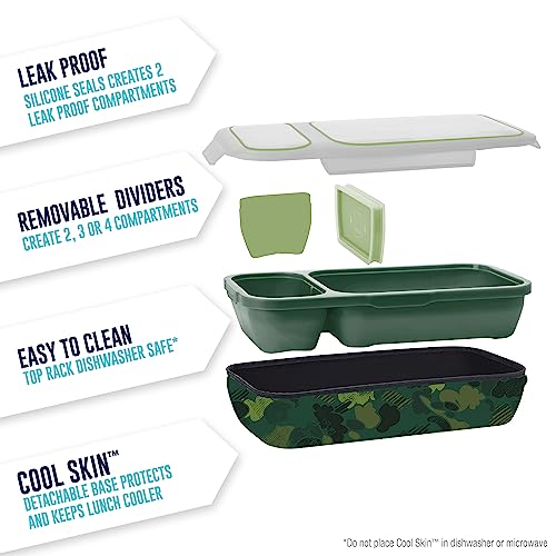 Smash Products Bento Switch Up with Bottle Camo - Leakproof with adjustable dividers and 16.9 fl oz Bottle Camouflage colored