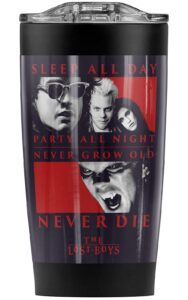 the lost boys never die stainless steel tumbler 20 oz coffee travel mug/cup, vacuum insulated & double wall with leakproof sliding lid | great for hot drinks and cold beverages