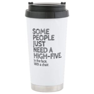 cafepress some people just need a high five. in the face. wi stainless steel travel mug, insulated 20 oz. coffee tumbler