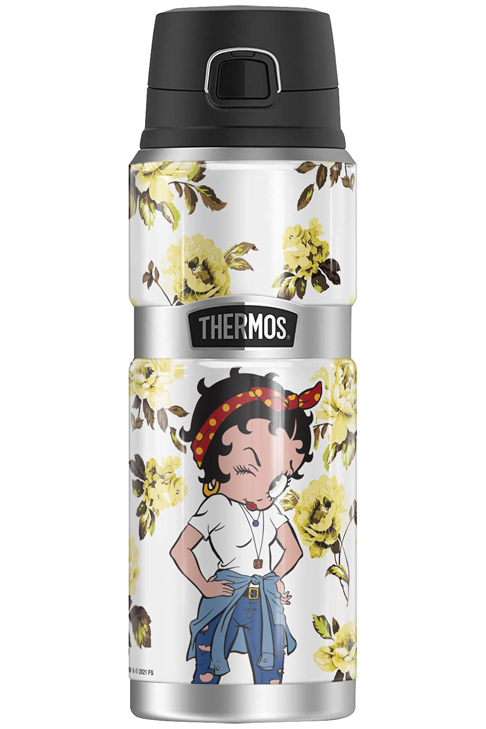 Betty Boop Yellow Flowers THERMOS STAINLESS KING Stainless Steel Drink Bottle, Vacuum insulated & Double Wall, 24oz