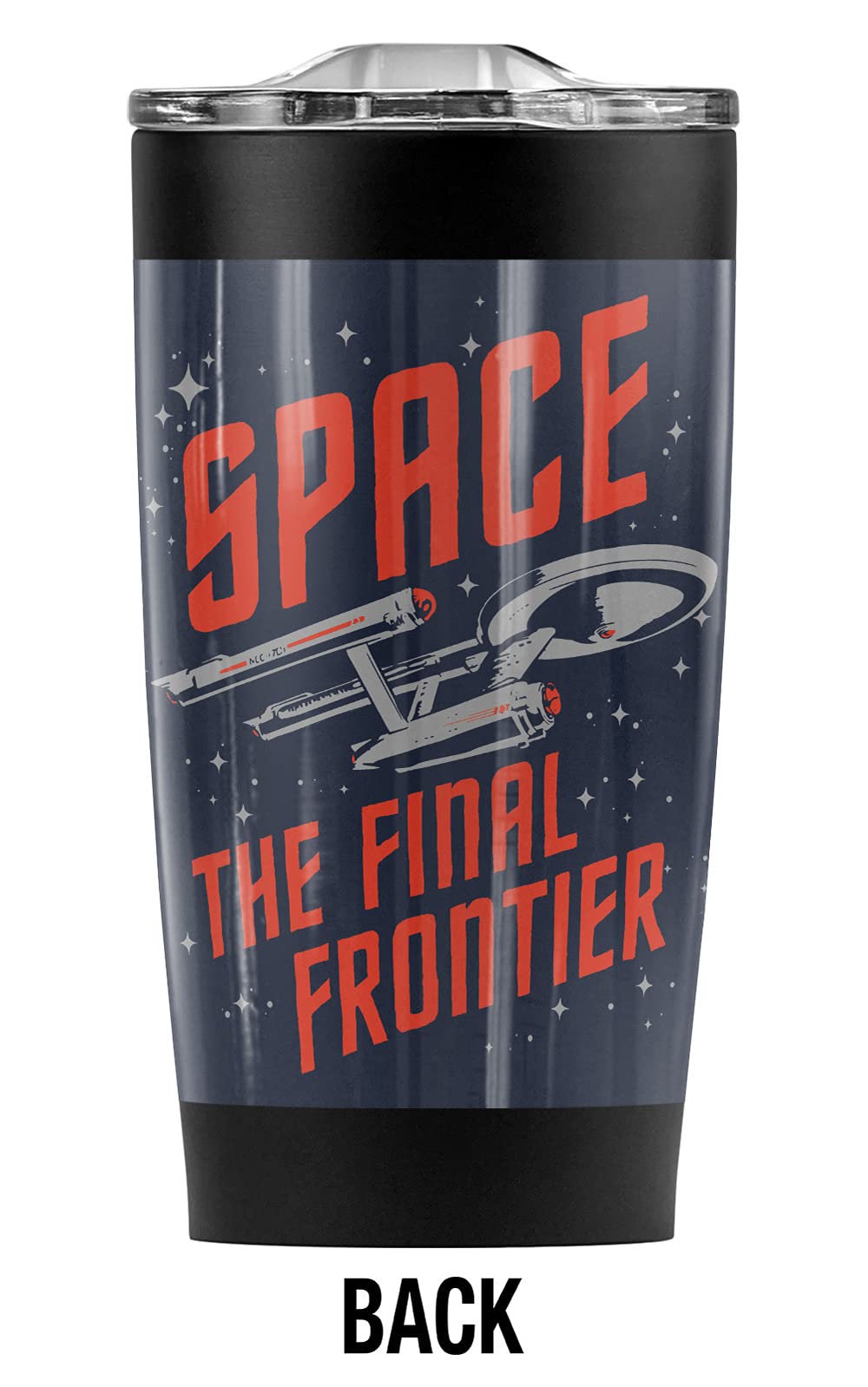 LOGOVISION Star Trek Space The Final Frontier Stainless Steel Tumbler 20 oz Coffee Travel Mug/Cup, Vacuum Insulated & Double Wall with Leakproof Sliding Lid | Great for Hot Drinks and Cold Beverages