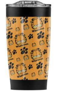 logovision garfield whatever pattern stainless steel 20 oz travel tumbler, vacuum insulated & double wall with leakproof sliding lid
