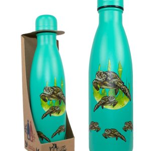 NatureVac Sea Turtle - Stainless Steel Thermal Insulated 17 oz Water Bottle - Drink Stays Hot for 12 Hours and Cold for 24 Hrs Leakproof Vacuum Flask Water Bottle for Gym, Travel, Sports, School