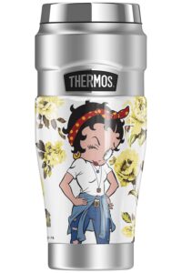 thermos betty boop yellow flowers stainless king stainless steel travel tumbler, vacuum insulated & double wall, 16oz