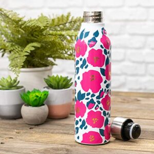 Mary Square Wild Posy Pink Spot 17 Ounce Stainless Steel Metal Sports Water Bottle