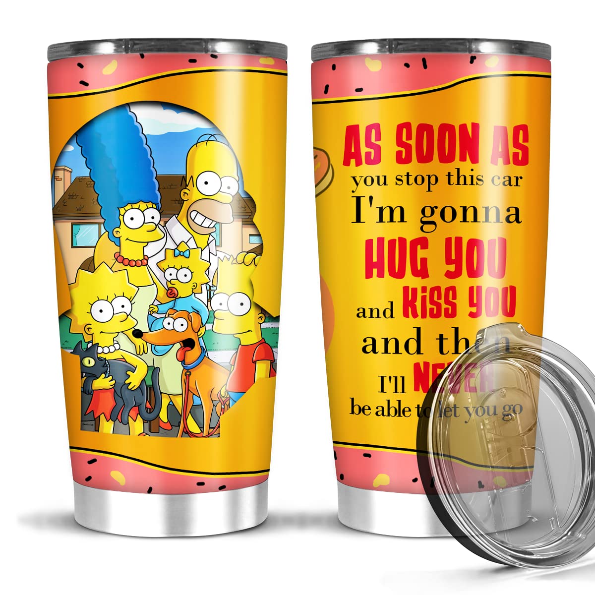 Stainless Steel Tumbler Vacuum 20 30 Oz Simpsons Friends Family Mug Tv Event Series Christmas Collage Bottle Quote Gift Glass Suitable For Hot Or Iced Coffee Tea Wine Water Frappe