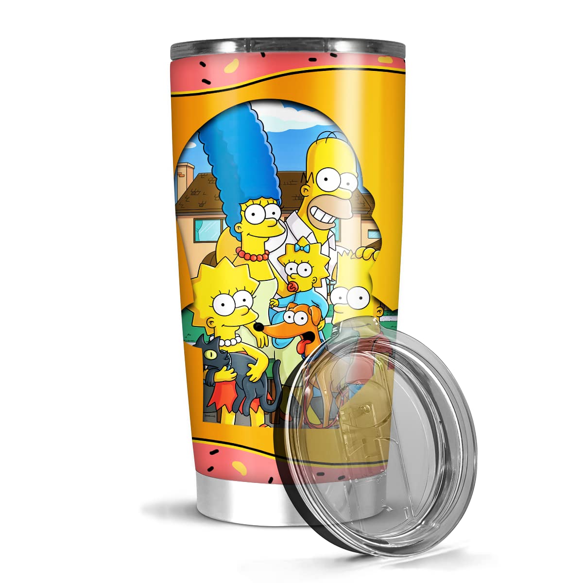 Stainless Steel Tumbler Vacuum 20 30 Oz Simpsons Friends Family Mug Tv Event Series Christmas Collage Bottle Quote Gift Glass Suitable For Hot Or Iced Coffee Tea Wine Water Frappe