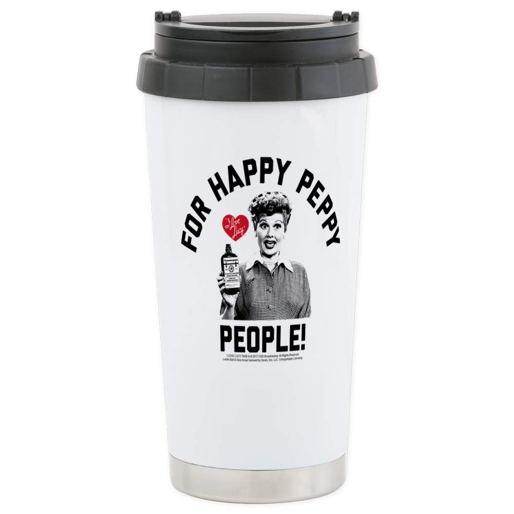 CafePress Lucy Happy Peppy 16 Oz Stainless Steel Travel Mug Stainless Steel Travel Mug, Insulated 20 oz. Coffee Tumbler