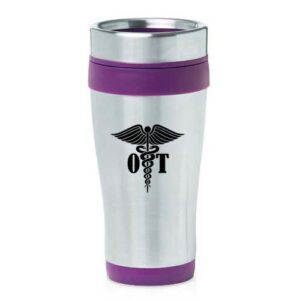 16 oz insulated stainless steel travel mug ot occupational therapy (purple)
