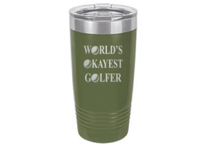 rogue river tactical funny okayest golfer 20 oz. travel tumbler mug cup w/lid vacuum insulated hot or cold gift for golfer dad grandpa ball (green)