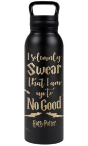 harry potter official no good 24 oz insulated canteen water bottle, leak resistant, vacuum insulated stainless steel with loop cap