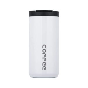 coffe cup thermos for hot drinks stainless steel hot and cold white thermos that fits in cup holder 13.5oz/400ml (white)