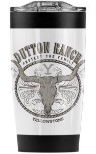 logovision yellowstone official yellowstone dutton ranch stainless steel 20 oz travel tumbler, vacuum insulated & double wall with leakproof sliding lid