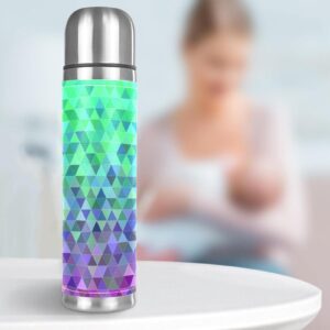 Stainless Steel Vacuum Insulated Mug, Multi Grid Clean Print Thermos Water Bottle for Hot and Cold Drinks Kids Adults 17 Oz