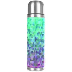 Stainless Steel Vacuum Insulated Mug, Multi Grid Clean Print Thermos Water Bottle for Hot and Cold Drinks Kids Adults 17 Oz