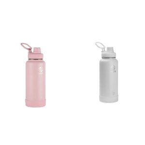 takeya actives insulated stainless steel water bottle with spout lid, 32 ounce, blush & actives insulated stainless steel water bottle with spout lid, 32 oz, arctic