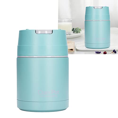 Food Container, Stainless Steel Vacuum Insulated Kids Food Jar Insulated Lunch Container Hot Cold Food with Folding Spoon Carry Handle Thermal Containers for Kids Adult School (Mint Green)