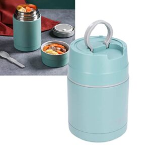 Food Container, Stainless Steel Vacuum Insulated Kids Food Jar Insulated Lunch Container Hot Cold Food with Folding Spoon Carry Handle Thermal Containers for Kids Adult School (Mint Green)