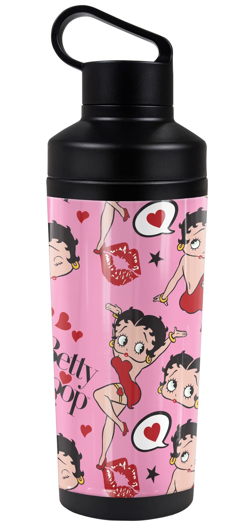 Betty Boop OFFICIAL Collage 18 oz Insulated Water Bottle, Leak Resistant, Vacuum Insulated Stainless Steel with 2-in-1 Loop Cap