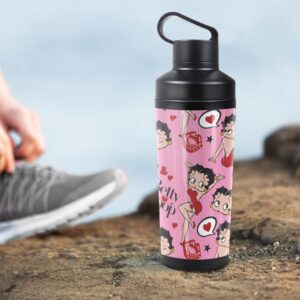 Betty Boop OFFICIAL Collage 18 oz Insulated Water Bottle, Leak Resistant, Vacuum Insulated Stainless Steel with 2-in-1 Loop Cap