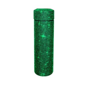 myhobby bling rhinestone women stainless steel thermos cup,500ml portable travel water cup for car home and outdoor,green