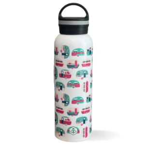 biddlebee 25oz insulated water bottle with chug cap & built-in carry handle | designer printed stainless steel water bottles w/leakproof lid | keeps drinks hot or cold for hours | gifts for women