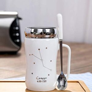 NA Creative Twelve Constellations Thermos Cup Household Ceramic Cup Logo Mug Gift Boxed Daily Necessities 321白金白羊座加专属勺