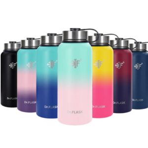 Dr.FLASK Sports Water Bottle - 32 Oz, 3 Lids (Straw Lid), Leak Proof, Vacuum Insulated Stainless Steel, Double Walled, Thermo Mug, Metal Canteen