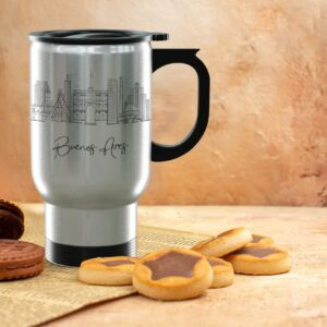 Buenos Aires Argentina Gifts and Souvenirs - Travel Mug with Handle and Lid - Buenos Aires Graduation Unique Drinkware - 14oz Travel Mug Steel - Best South America Long Distance Gifts & Student Gifts