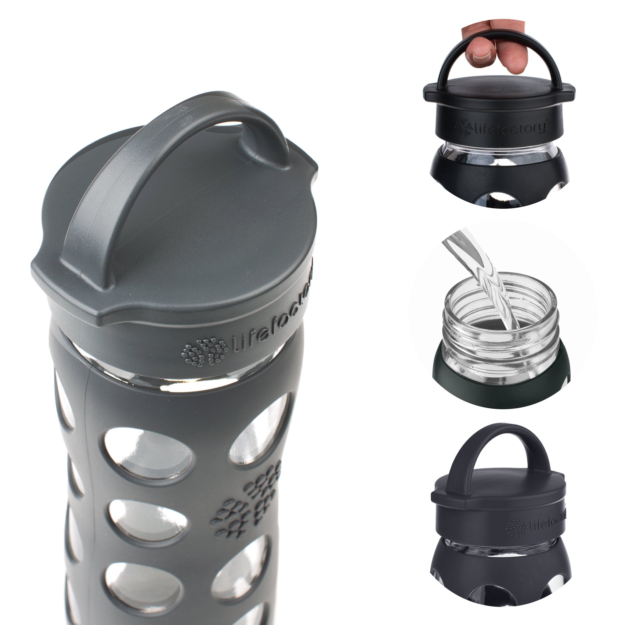 Glass Bottle Core 2.0 Onyx Black Lifefactory 12 oz Bottle