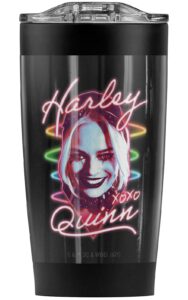 logovision suicide squad 2 neon harley stainless steel tumbler 20 oz coffee travel mug/cup, vacuum insulated & double wall with leakproof sliding lid | great for hot drinks and cold beverages