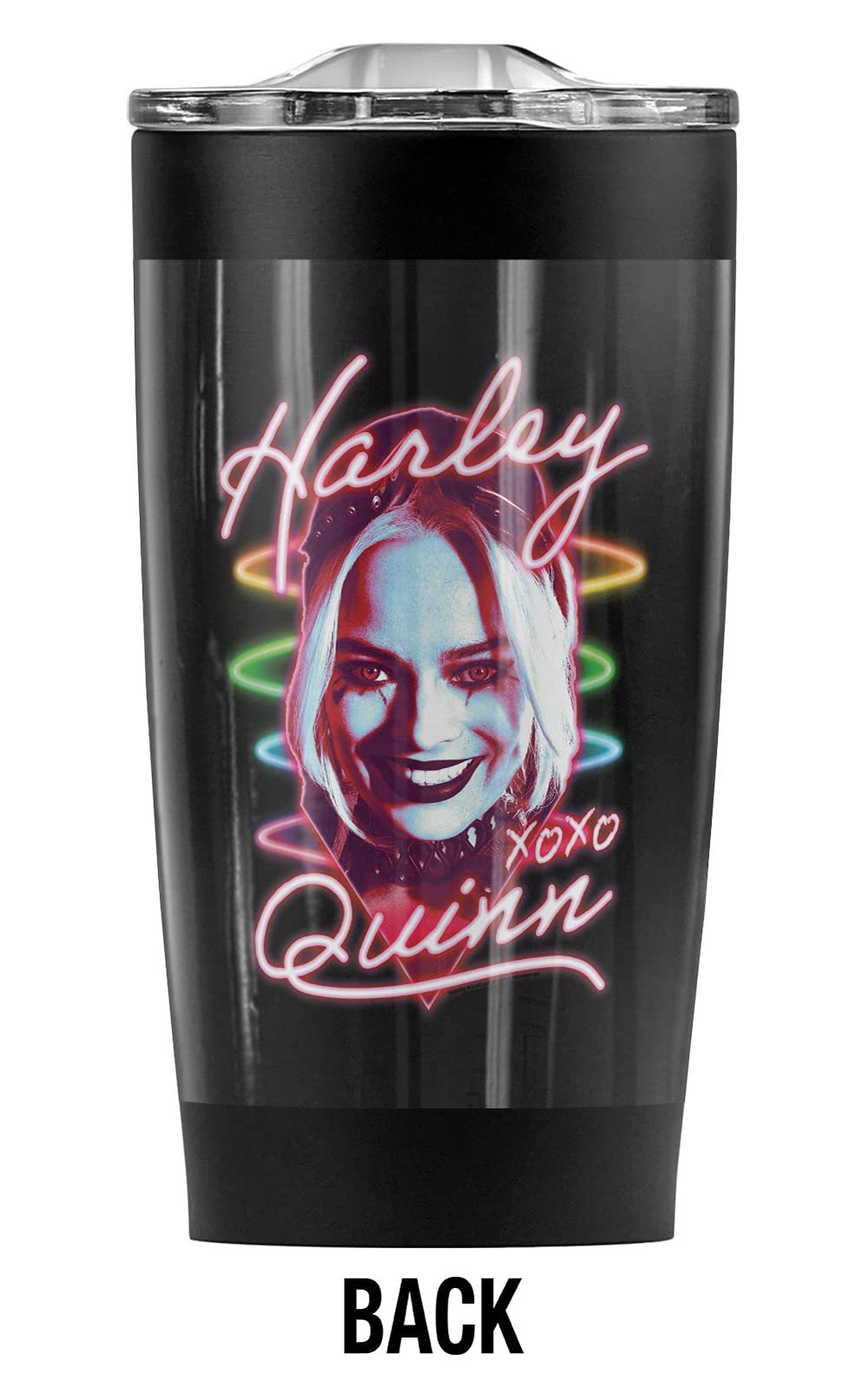 LOGOVISION Suicide Squad 2 Neon Harley Stainless Steel Tumbler 20 oz Coffee Travel Mug/Cup, Vacuum Insulated & Double Wall with Leakproof Sliding Lid | Great for Hot Drinks and Cold Beverages