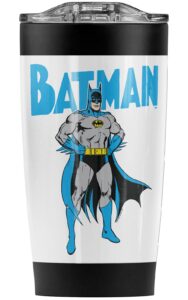 logovision batman stance stainless steel tumbler 20 oz coffee travel mug/cup, vacuum insulated & double wall with leakproof sliding lid | great for hot drinks and cold beverages