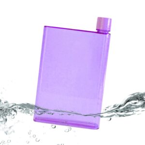 buricl creative a5 420ml rectangle water bottle outdoor portable flat plastic drinking bottle summer cool drinkware (purple)