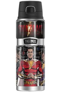 shazam! fury of the gods official illustrated heroes thermos stainless king stainless steel drink bottle, vacuum insulated & double wall, 24oz
