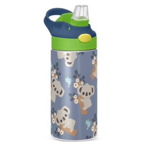water bottle with straw koala,12 oz.,bpa free water bottle for travel/school(226cr6a)