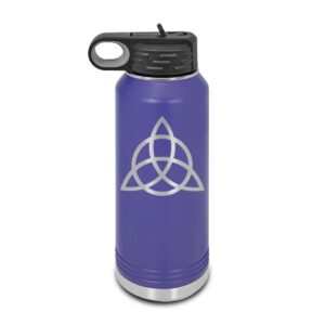 triquetra laser engraved water bottle customizable polar camel stainless steel with straw - v2 purple 32 oz
