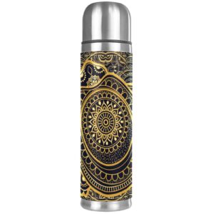 stainless steel vacuum insulated mug, mandala sea turtle print thermos water bottle for hot and cold drinks kids adults 17 oz