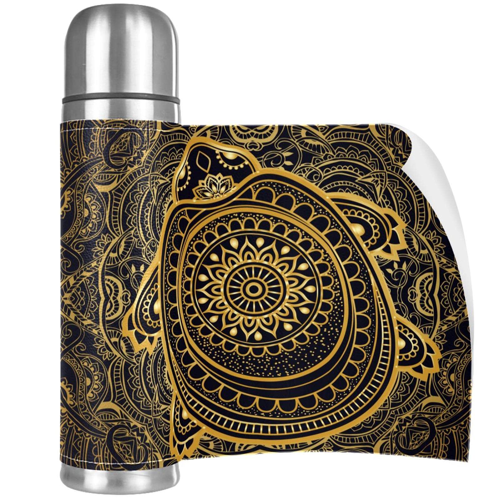 Stainless Steel Vacuum Insulated Mug, Mandala Sea Turtle Print Thermos Water Bottle for Hot and Cold Drinks Kids Adults 17 Oz