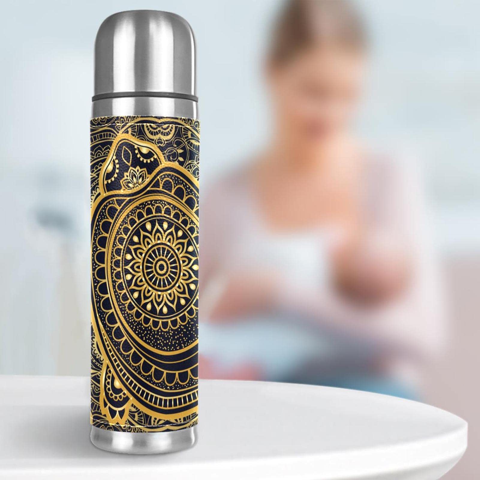 Stainless Steel Vacuum Insulated Mug, Mandala Sea Turtle Print Thermos Water Bottle for Hot and Cold Drinks Kids Adults 17 Oz