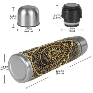 Stainless Steel Vacuum Insulated Mug, Mandala Sea Turtle Print Thermos Water Bottle for Hot and Cold Drinks Kids Adults 17 Oz