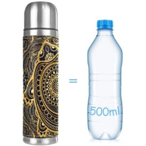 Stainless Steel Vacuum Insulated Mug, Mandala Sea Turtle Print Thermos Water Bottle for Hot and Cold Drinks Kids Adults 17 Oz