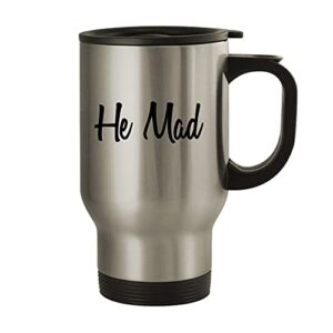 molandra products he mad - 14oz stainless steel travel mug, silver