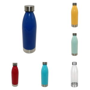 main 22-ounce plastic water bottle with stainless steel lid and base (1 assorted color)