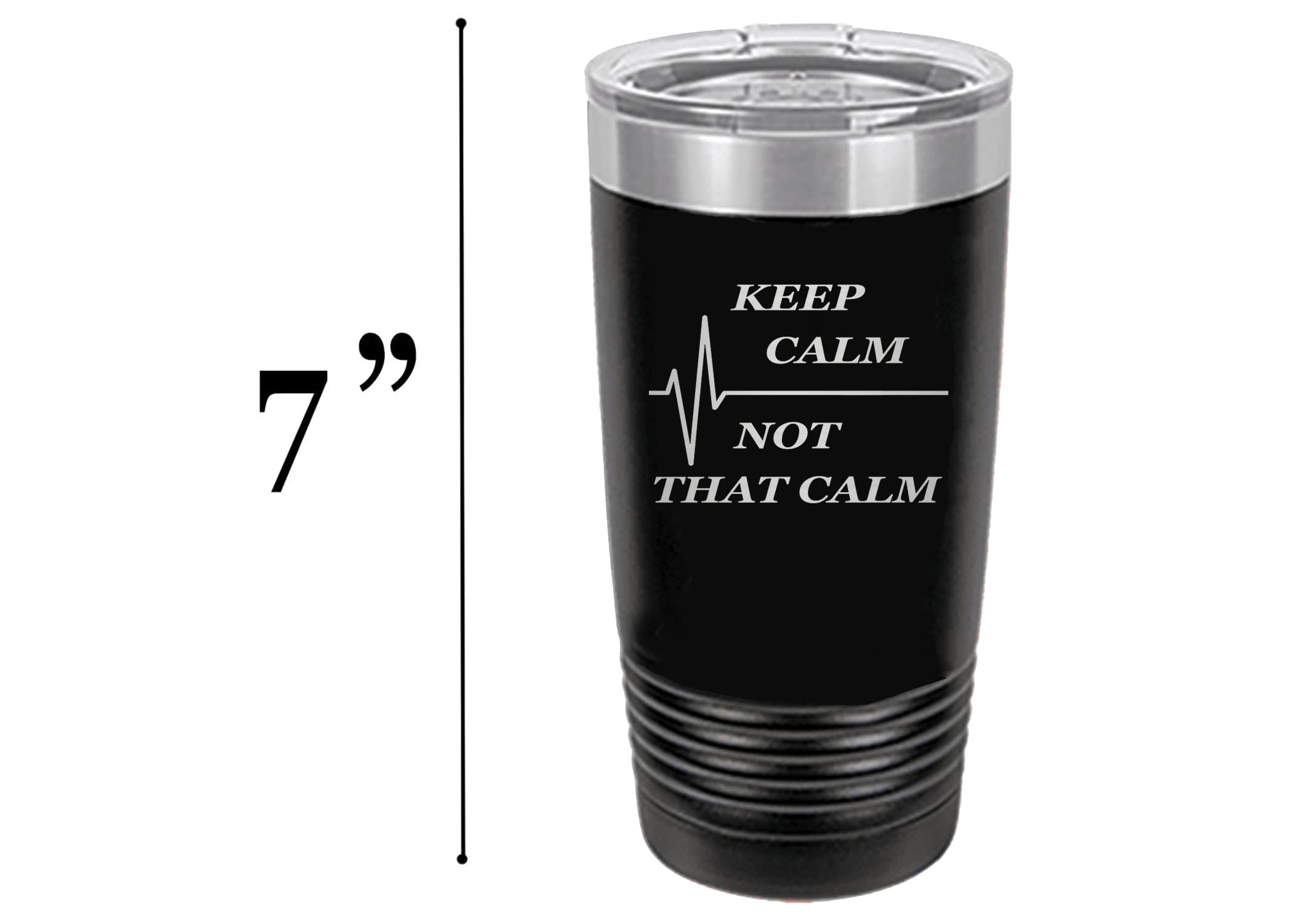 Rogue River Tactical Funny Keep Calm Not That Calm 20 Oz. Travel Tumbler Mug Cup w/Lid Vacuum Insulated Nurse Doctor Pharmacist Gift Black