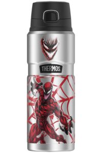 venom carnage web thermos stainless king stainless steel drink bottle, vacuum insulated & double wall, 24oz