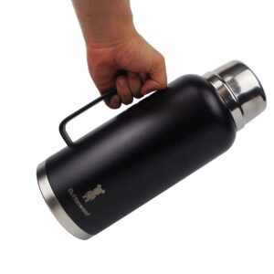 Large sport thermos water bottle with handle and Stainless Steel Lid,keep cold,Reusable, leak-proof ，71OZ Insulated water bottle， Metal Canteen，Buttonwood (black) ，2100ML