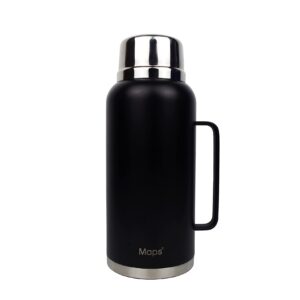 Large sport thermos water bottle with handle and Stainless Steel Lid,keep cold,Reusable, leak-proof ，71OZ Insulated water bottle， Metal Canteen，Buttonwood (black) ，2100ML