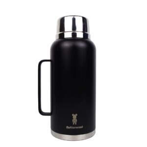 Large sport thermos water bottle with handle and Stainless Steel Lid,keep cold,Reusable, leak-proof ，71OZ Insulated water bottle， Metal Canteen，Buttonwood (black) ，2100ML