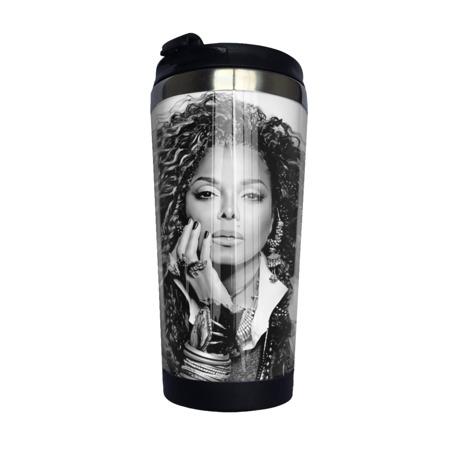 Janet music Jackson Stainless Steel Airless Bottle Insulated Travel Thermos Mug Reusable Coffee Cup